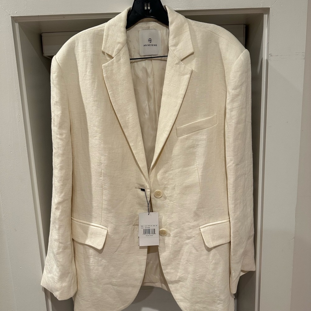 Anine Bing Eggshell Linen Quinn Blazer